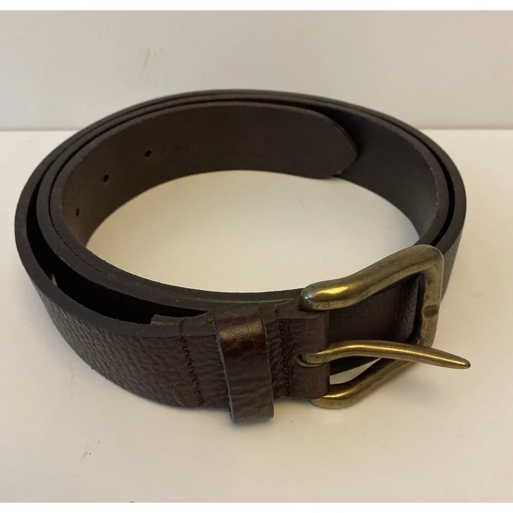 Eddie Bauer Brown Pebbled English Leather Belt Casual Everyday Jeans Sz 42